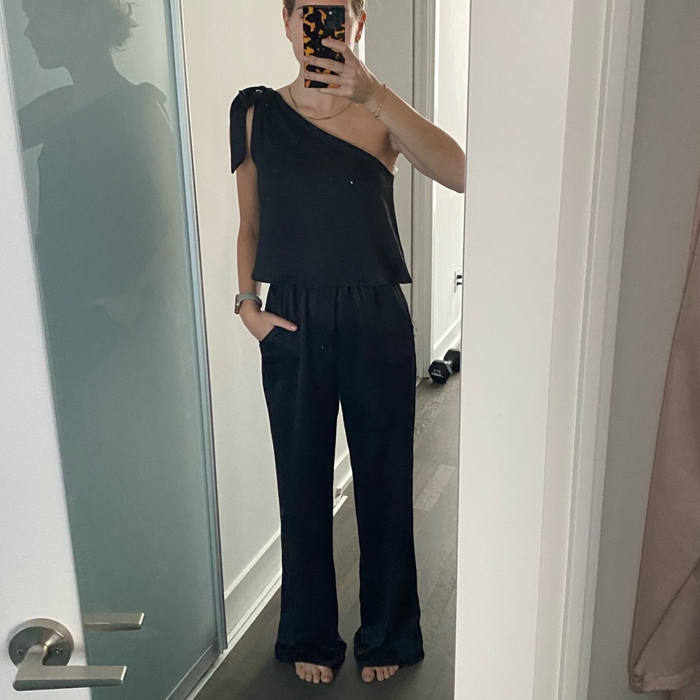 Silky Black Jumpsuit, Tyche, Size Small